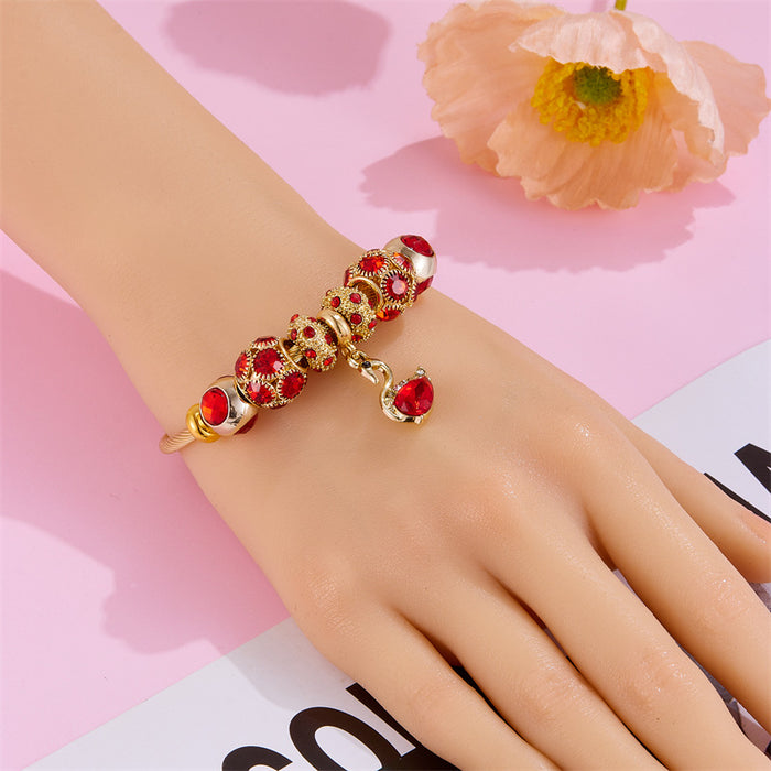 Wholesale Stainless steel butterfly bead bracelet with high-end feel and diamond inlaid pendant bracelet