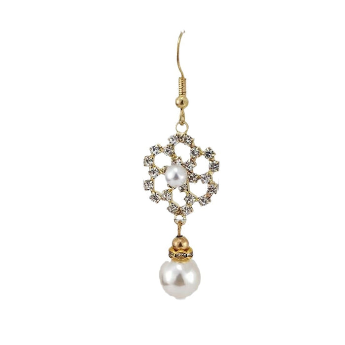 Wholesale Sparkling Diamond Imitation Pearl Versatile Earrings Personalized Fashion Commuting Ear Hooks Exquisite Earrings