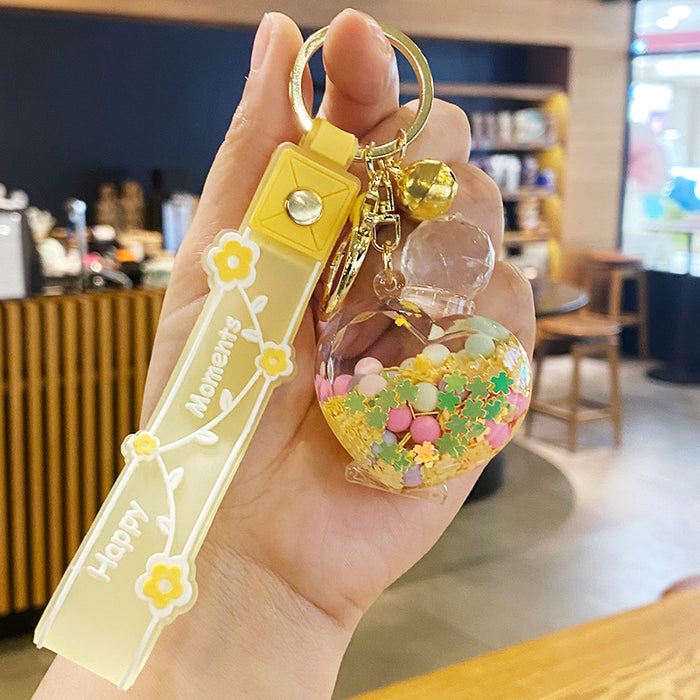 Wholesale Oil-flowing Quicksand Sakura Keychain