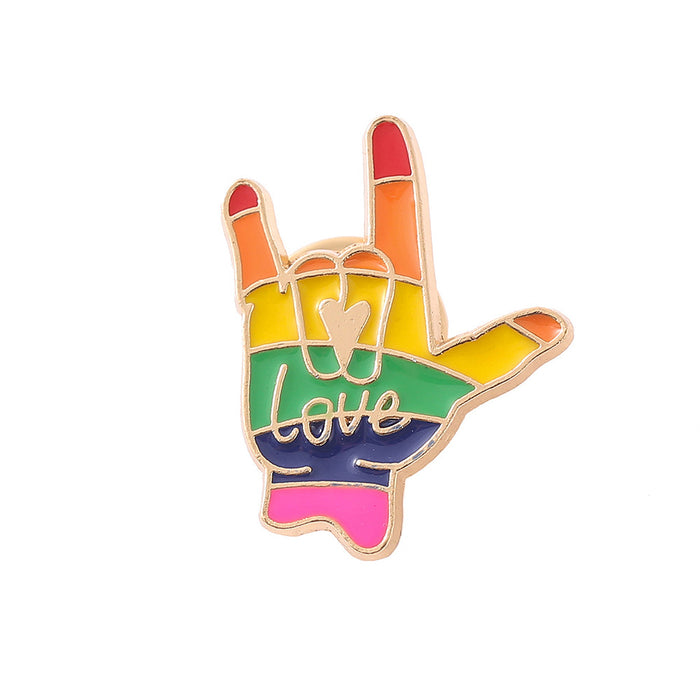 Wholesale Rainbow Love Letter Metal Badge JDC-BC-NanLuo003