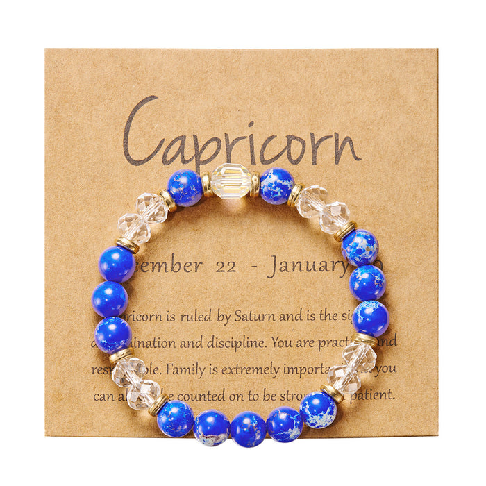 Wholesale twelve constellation bracelet imitation natural stone beaded bracelet color stone constellation paper card bracelet