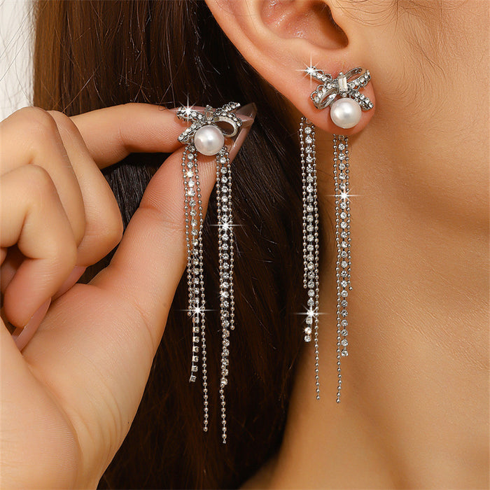 Wholesale Bow Rhinestone Dangle Earrings Trendy Jewelry Accessory MOQ≥2