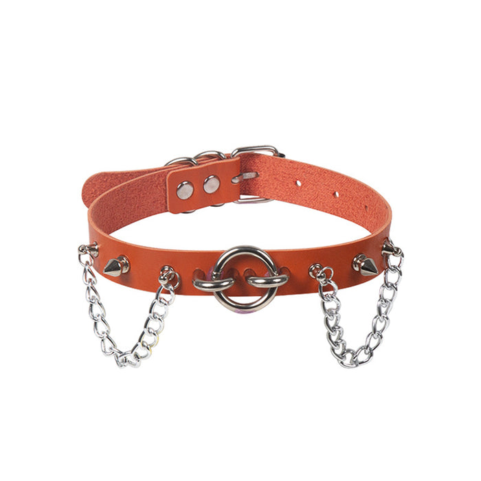 Wholesale Personalized chain PU collar punk style leather collar necklace clavicle chain