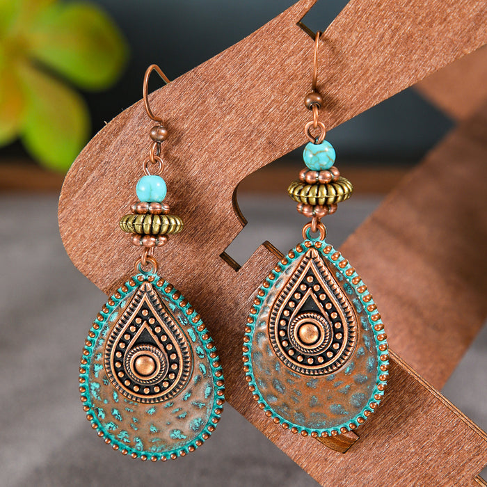 Wholesale Zinc Alloy Vintage Ethnic Bohemian Geometric Drop Earrings Women Fashion MOQ≥2