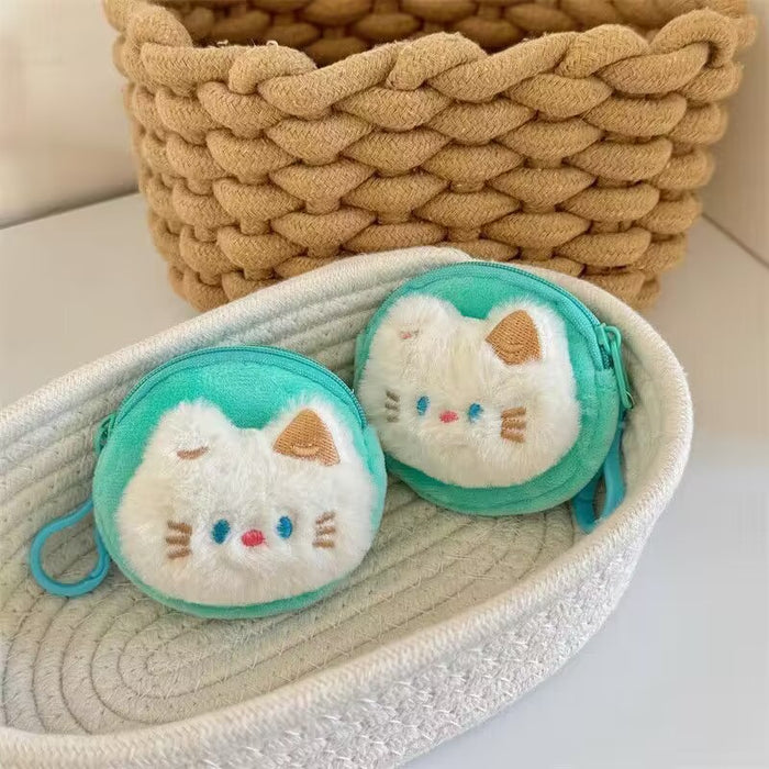 Wholesale Blue Eyes Kitten Cute Cartoon Coin Purse Plush Headphone Bag Storage Bag