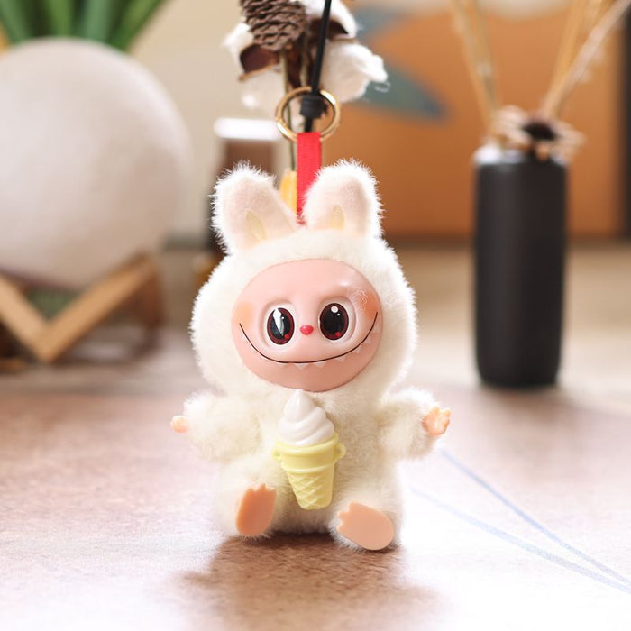 Wholesale Cute vinyl French fries hamburger rabbit pendant plush toy doll bunny bag pendant keychain