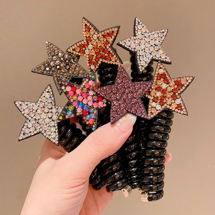 Wholesale Rhinestone Star Polyurethane Phone Cord Children's Hair Tie JDC-HS-Yiyan004