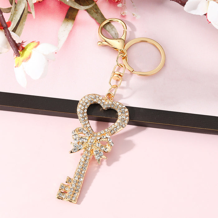 Wholesale Rhinestone Bow Keychain Pendant Silver Zinc Alloy Accessory