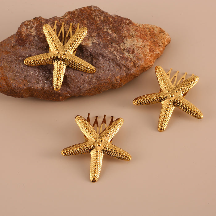 Wholesale Fashionable stainless steel starfish hair clip with bangs and high-end edge clip, exaggerated hair accessories, broken hair clip at the back of the head, wholesale