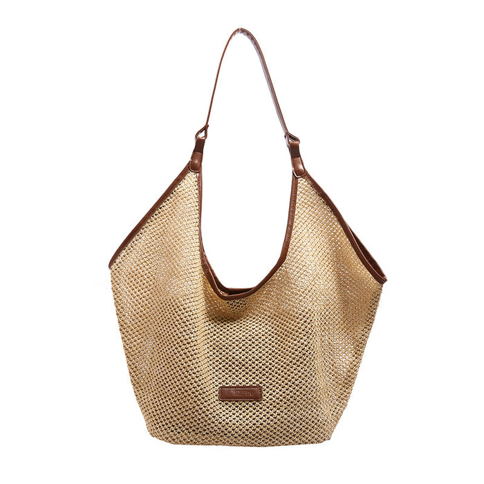 Wholesale Woven bag versatile fashion niche one shoulder bucket bag beach bag