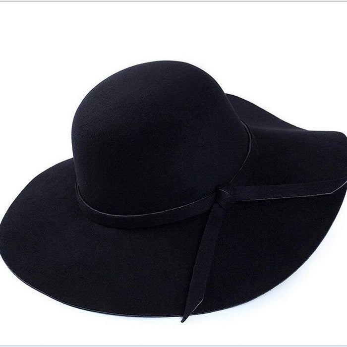 Wholesale Wave Large Brim Retro Faux Wool Felt Hat JDC-FH-DG010