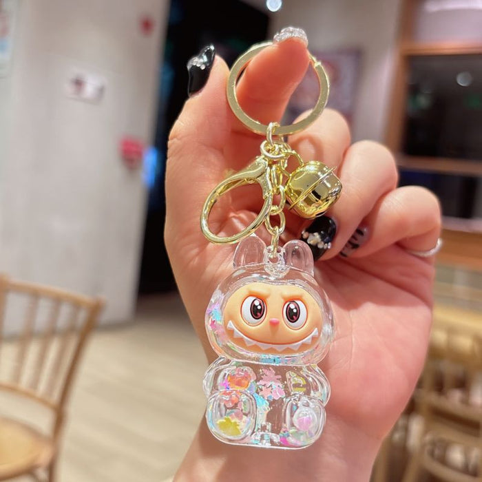 Wholesale acrylic rab cloth quicksand key chain pendant  key chain gift