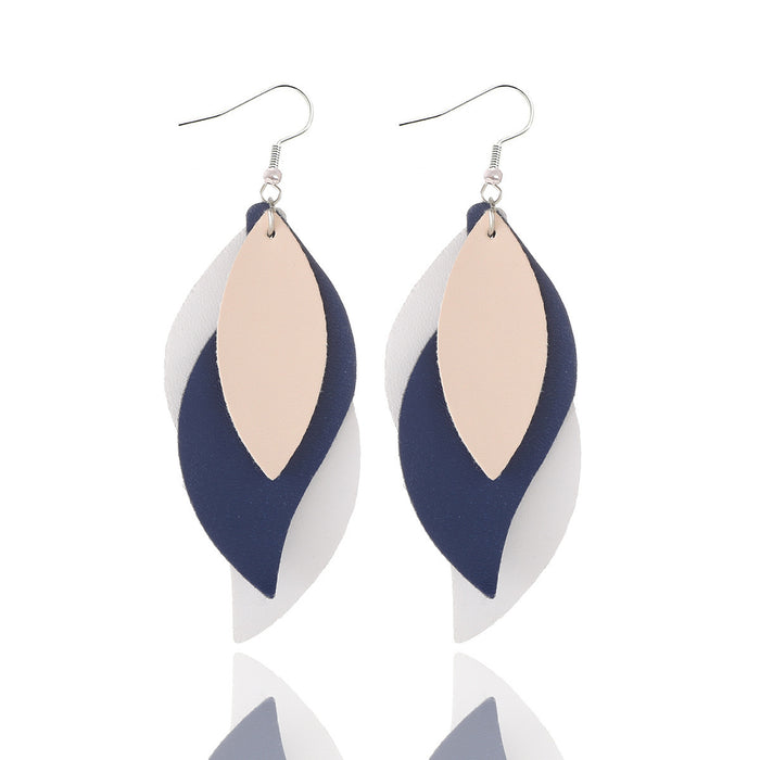 Wholesale Artificial Leather Leaf Shape Earrings Trendy Jewelry Accessory