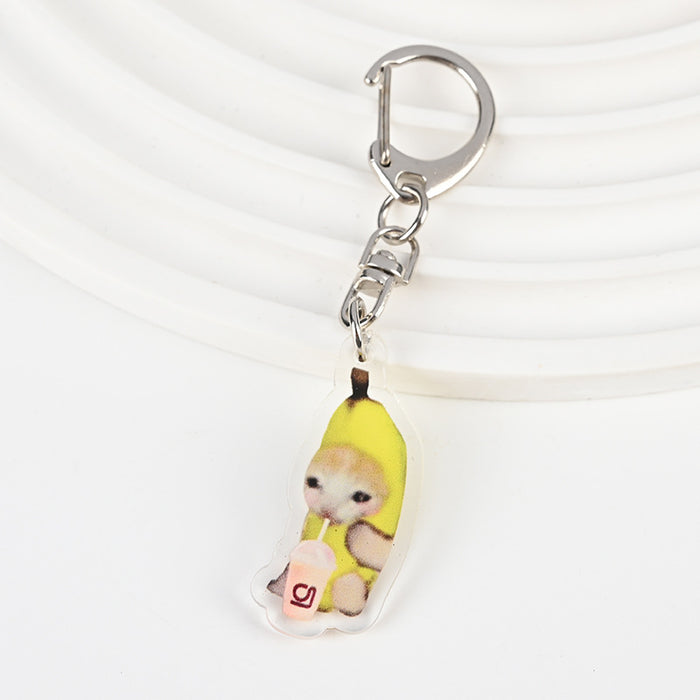 Wholesale Acrylic Cat Banana Cat Keychain JDC-KC-XBK001