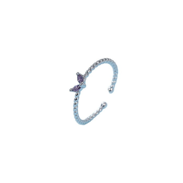 Wholesale Light luxury pure silver ring for women, niche and non fading spiral zircon open ring
