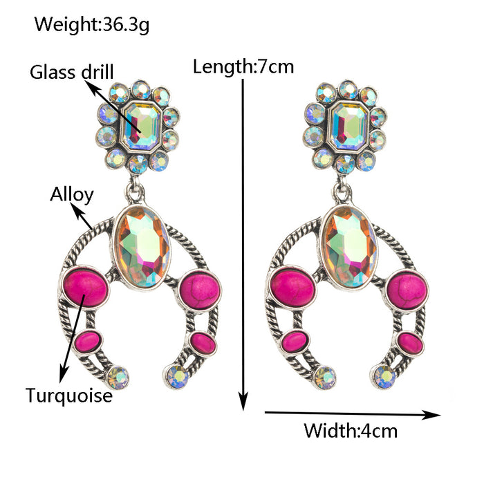Wholesale retro turquoise geometric earrings