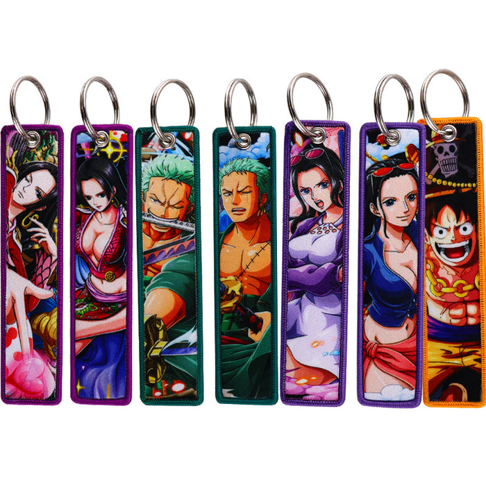 Wholesale Woven Label Keychain Cartoon Keychain Bag Pendant Woven Fabric Chain