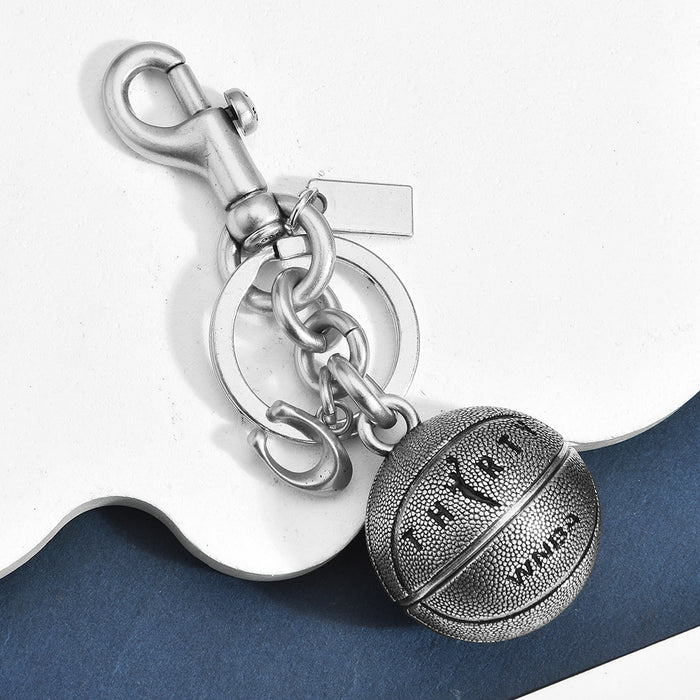 Wholesale Retro Distressed Basketball Keychain Alloy Bag Charm Stylish