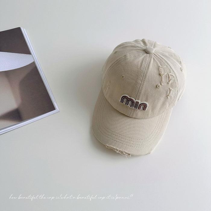 Wholesale Children's retro vintage baseball cap, three-dimensional letter duckbill cap, niche sun hat