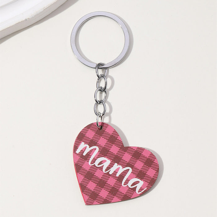 Wholesale Mother's Day Love Colorful Wings MAMA Wooden Keychain JDC-KC-RongR001