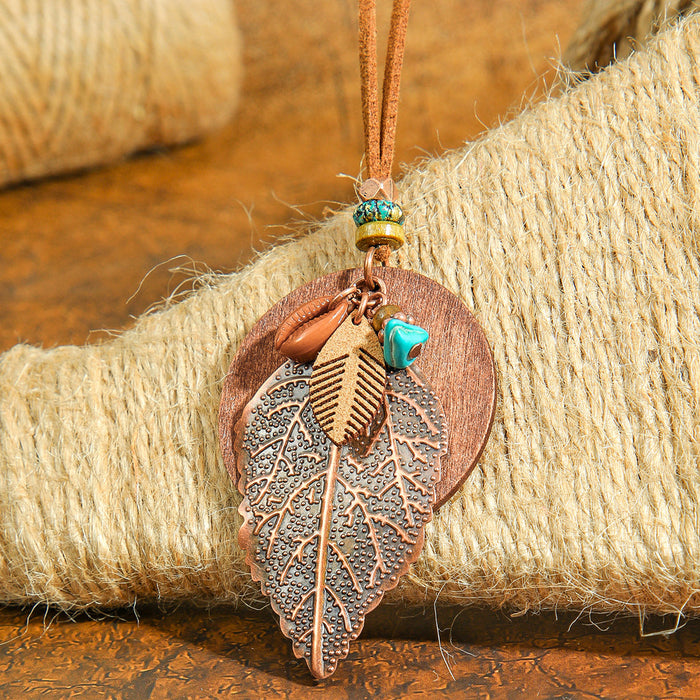 Wholesale Retro Bohemian Tassel Pendant Necklace Zinc Alloy Electroplated Geometric Pendant MOQ≥2