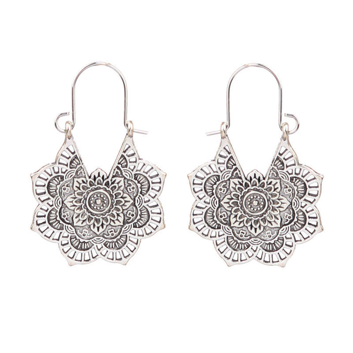 Wholesale Bohemian Turquoise Drop Earrings Alloy Electroplated Geometric Design MOQ≥2