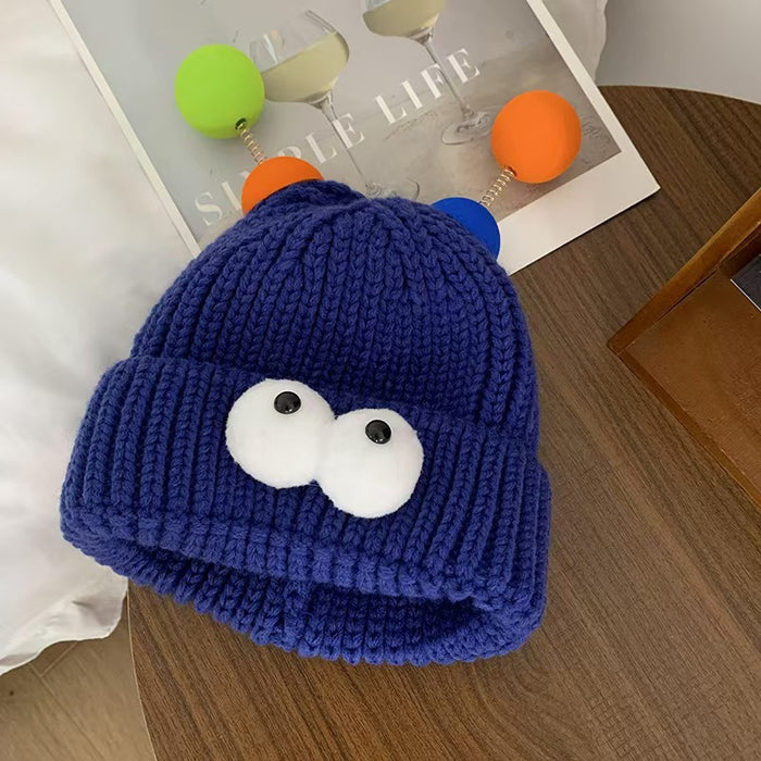 Wholesale Cartoon Big Eyes Small Monster Wool Hat for Children Autumn and Winter Cute Cute Funny Couple Knitted Hat