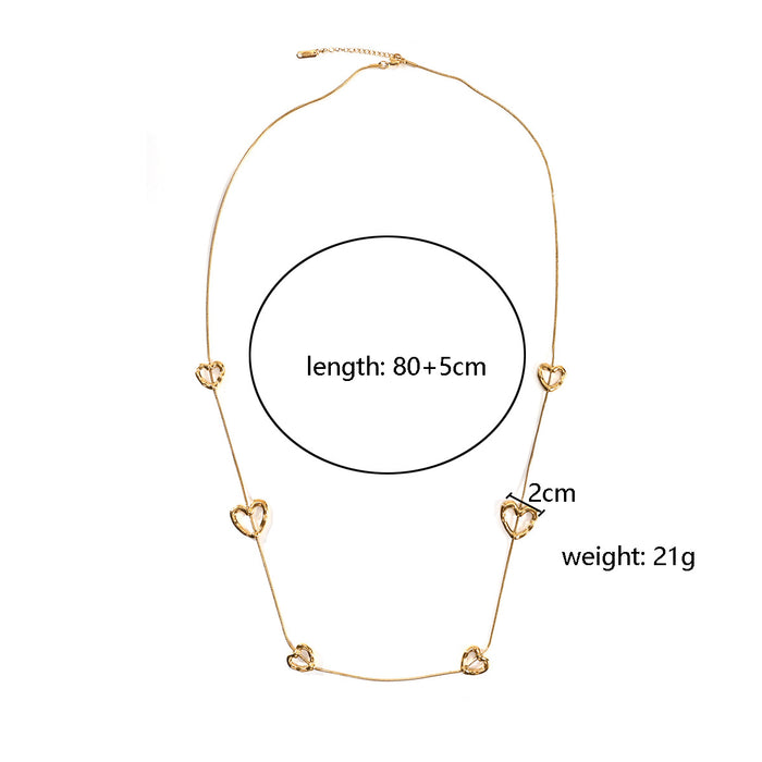 Wholesale Small niche design, fashionable long style, color preserving electroplated stainless steel heart necklace wholesale