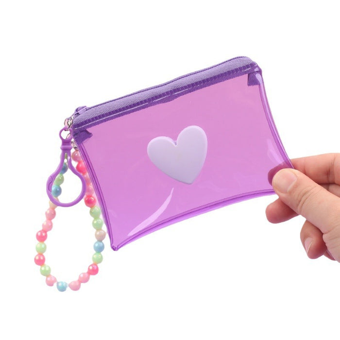 Wholesale Trendy Plush Coin Purse With Bead Chain And Zipper Macaron Purple Storage Bag Cute Fashion Accessory For Women Resale