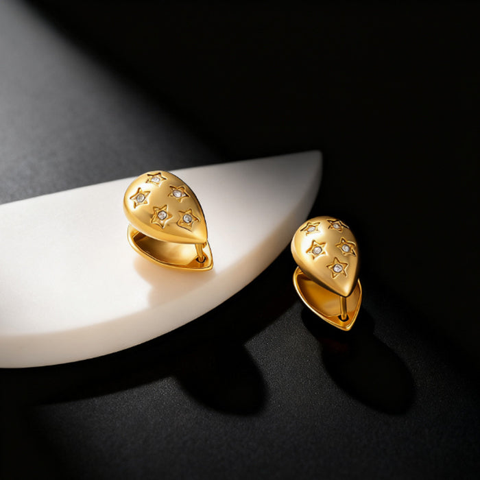 Wholesale Heart-shaped titanium steel gold earrings