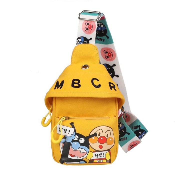 Wholesale Cartoon chest bag with printed texture canvas bag, single shoulder crossbody small bag