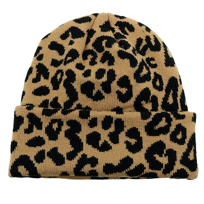 Wholesale Cow Leopard Print Jacquard Acrylic Wool Knitted Hat JDC-FH-HaiPu012