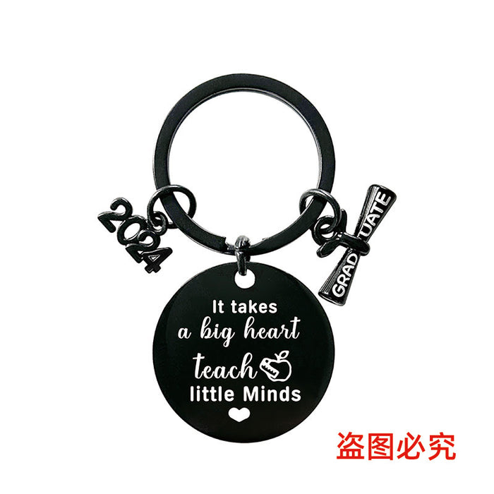 Wholesale Graduation Season Gift Round Stainless Steel Keychain JDC-KC-GangGu049