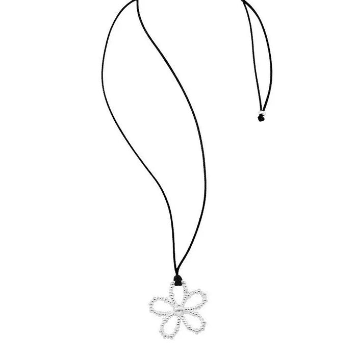 Wholesale Hollow flower necklace, simple black rope, adjustable neckchain, long and versatile collarbone chain