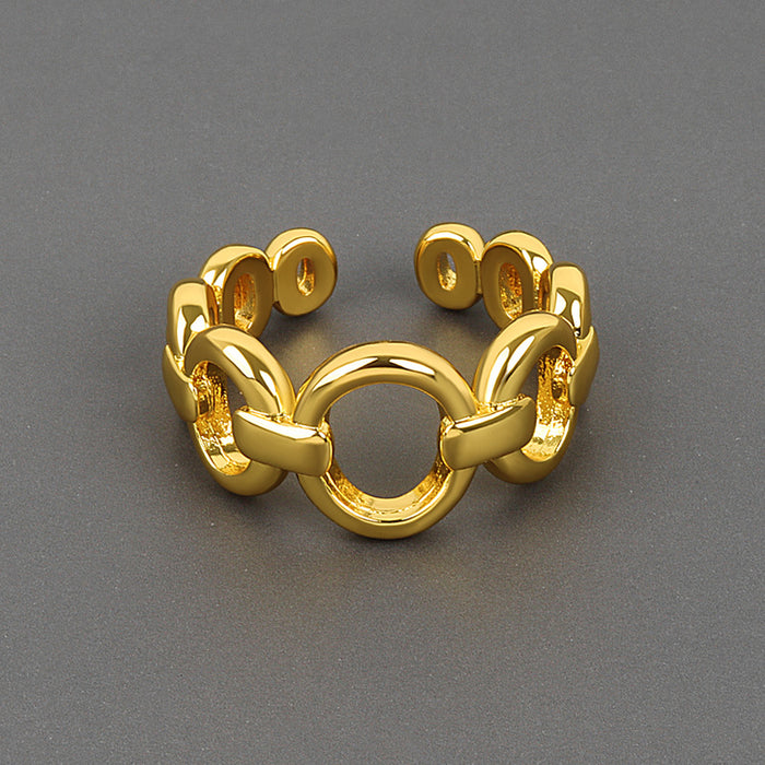 Wholesale Copper Electroplated Open Ring Geometric Chain Design Women S Adjustable Everyday Jewelry Gift