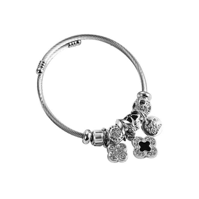 Wholesale Alloy Diamond Flower Love Pendant Adjustable Bracelet JDC-BT-HM001