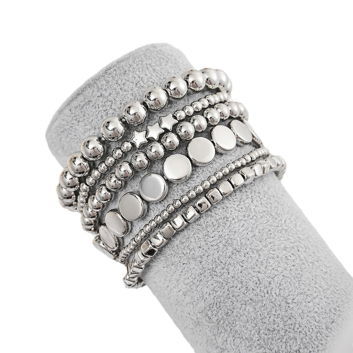 Wholesale New Jewelry Metal Style Geometric Handmade Bead Chain Versatile Alloy Stacked Bracelet
