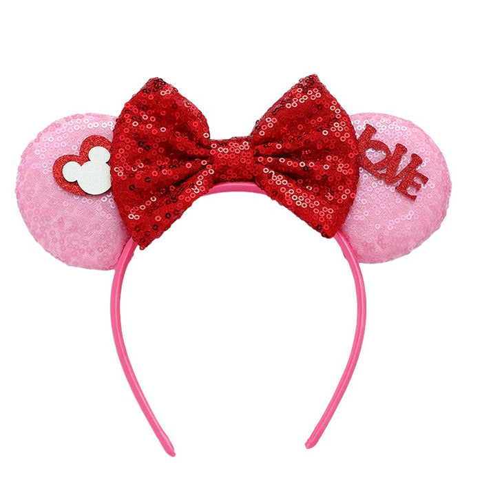 Wholesale Valentine's Day Sequin Bow Headband Cartoon Love Fabric Headband JDC-HD-MeiY009