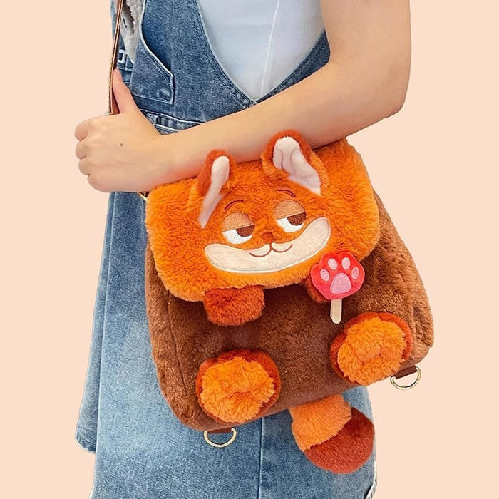 Wholesale Cute cartoon large capacity backpack crossbody bag plush flip backpack