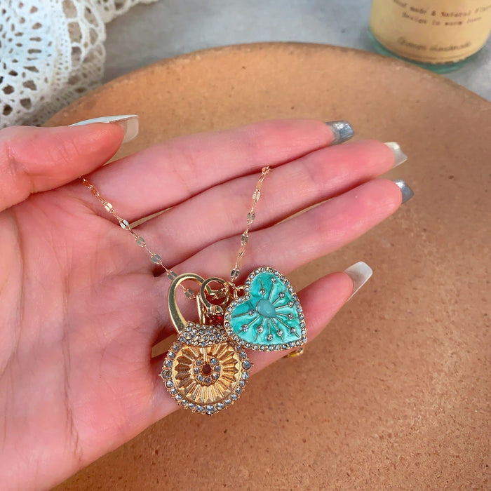 Wholesale Necklace, sunflower, heart-shaped pendant, collarbone chain, light luxury, high-end feel