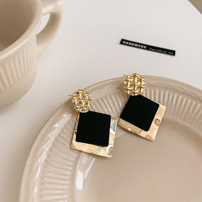 Wholesale Metallic Square Earrings Women's Versatile High-end Personalized Earrings