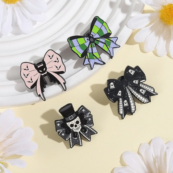 Wholesale Punk Dark Style Bow Brooch Zinc Alloy Lapel Pin Badge JK Skirt Decorative Gift
