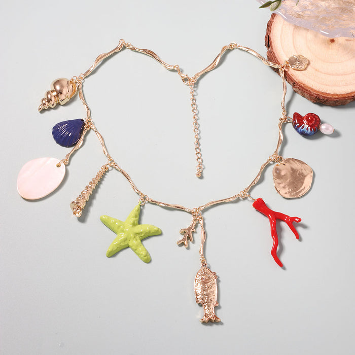 Wholesale Alloy Exaggerated Oil Dropping Marine Various Animal  Bohemian Necklace
