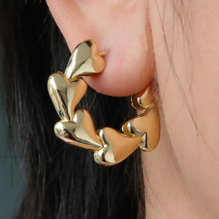 Wholesale  18k brass smooth love heart heart earrings earrings