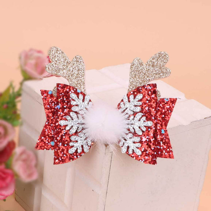 Wholesale Children Christmas Snowflake Fabric Bow Hairpin JDC-HC-Bais005