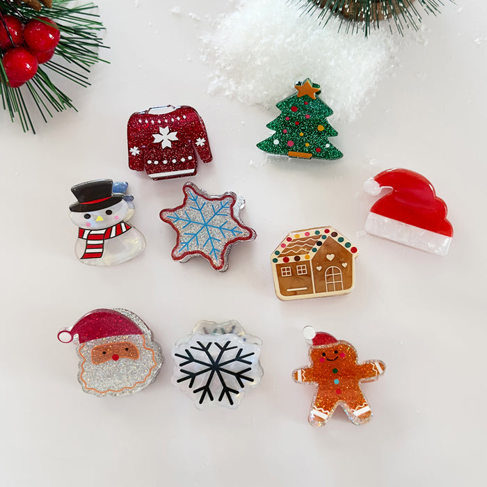 Wholesale Christmas small hairpin gingerbread man Christmas tree snowman small clip cute  hairpin holiday hair accessories