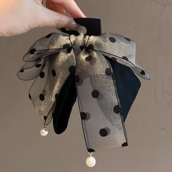 Wholesale  Polka Dot Ponytail Clip for Women Satin Bow Sweet Hair Clip Half-Tied Hair  Clip
