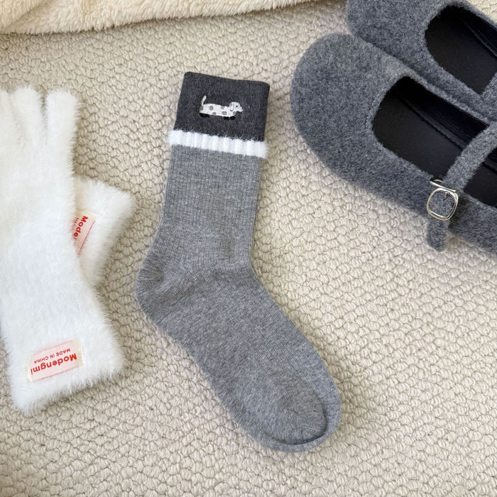 Wholesale Cute socks with contrasting colors, thick and warm socks, looped socks, stacked socks
