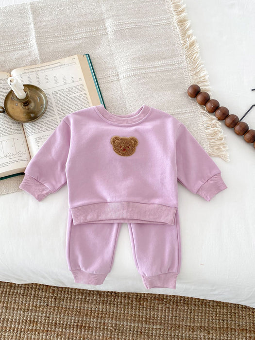 Wholesale Long-sleeved Bear Pullover Sweatshirt and Sweatpants Children's Suit JDC-CTS-WeiNiS006