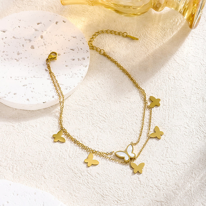 Wholesale Butterfly Titanium Steel Anklet
